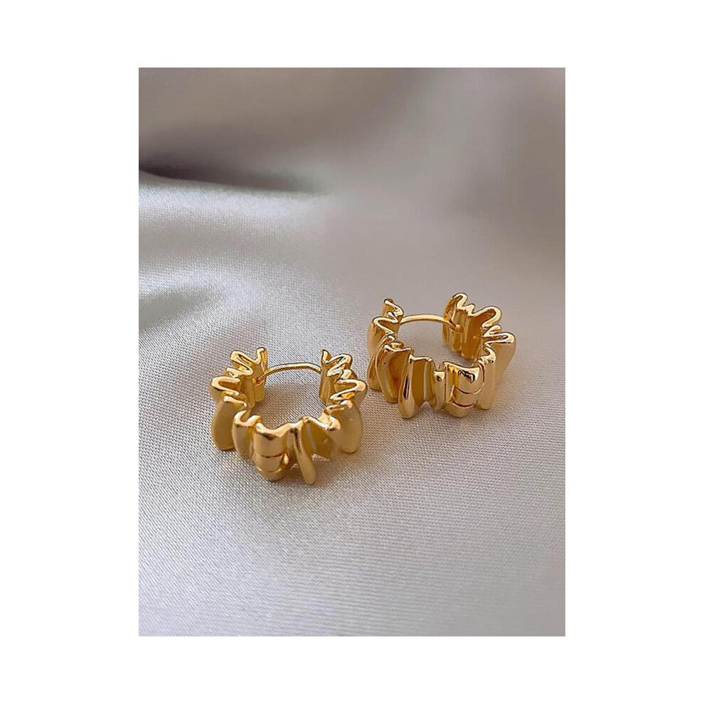 (Golden, one size fits all) Irregular Shaped Hoop Earrings, Fashionable Jewelry for Women, Daily Clothing Decor, Trendy All-match & Exquisite Jewelry