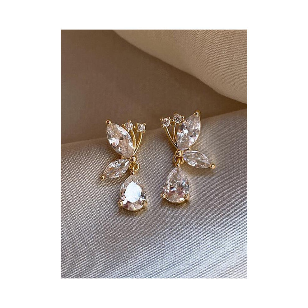 (Golden, one size fits all) Stylish Elegant Waterproof Butterfly Drop Earrings for Women, Unique Design Suitable for All Seasons, Trendy Jewelry for F