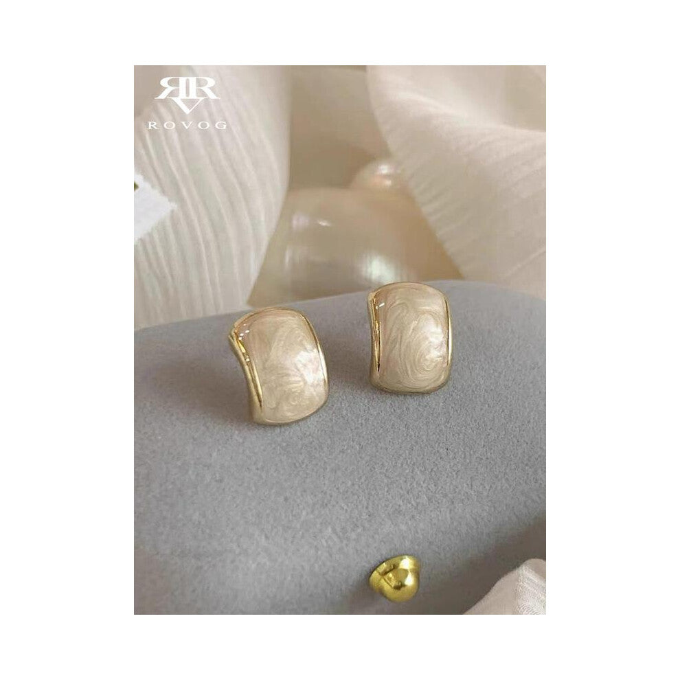 (Cream, one size fits all) Elegant Temperament Simple Stud Earrings, Fashionable Jewelry for Women, Trendy All-match & Exquisite Jewelry for Birthday