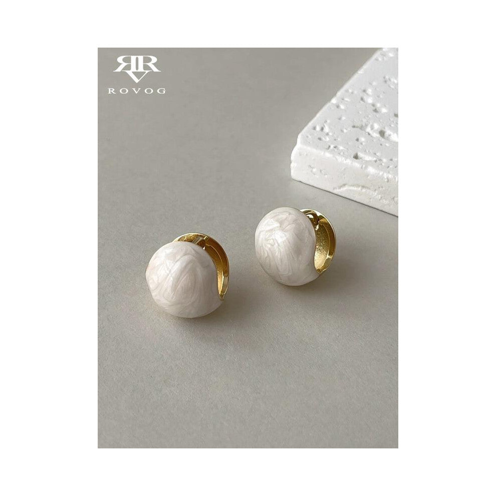 (Cream, one size fits all) Women's Elegant Minimalist Pearl Decorated Hoop Earrings, Trendy Exquisite Hoop Earrings, Chic Gorgeous Jewelry As Gift for