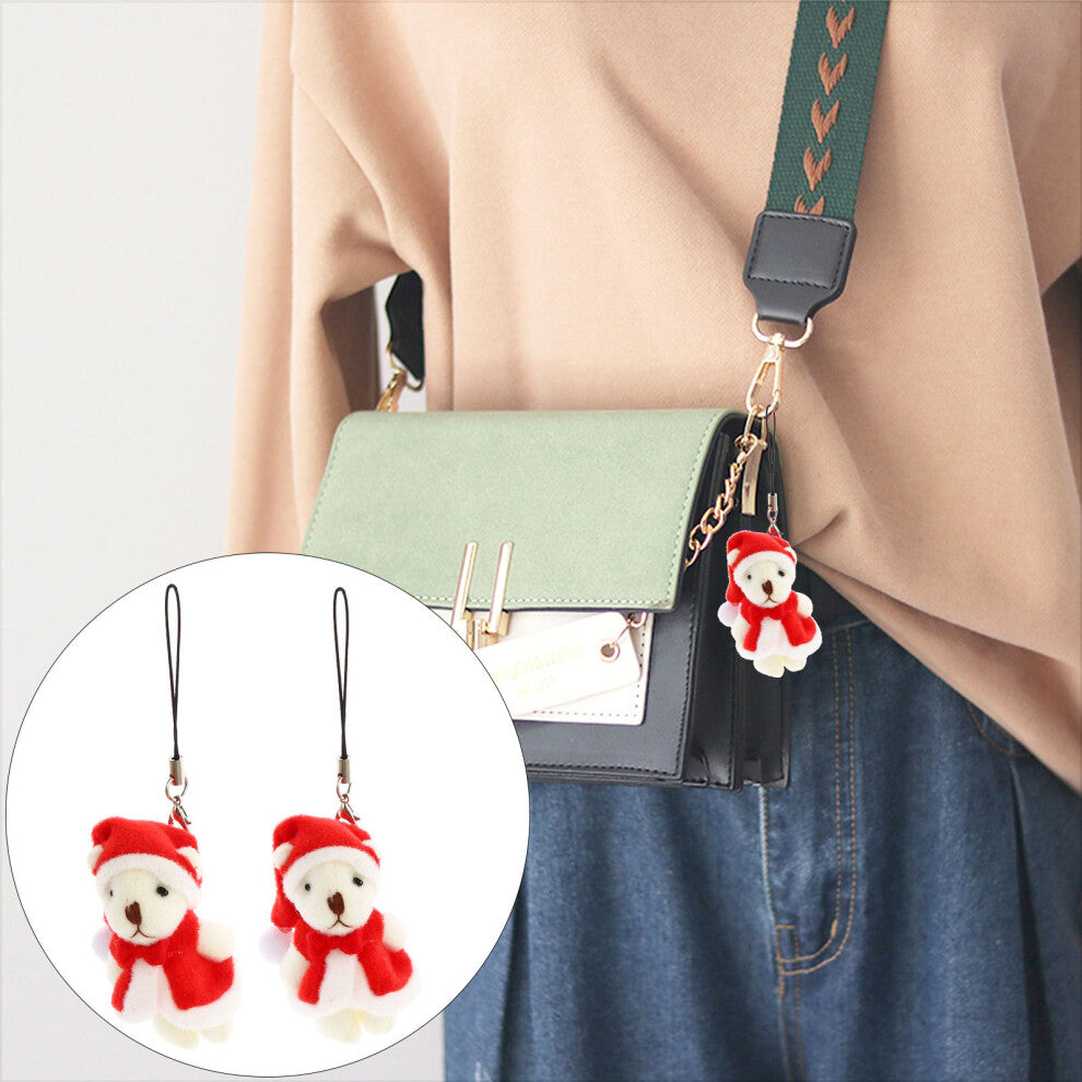6pcs christmas small bear dolls cartoon toy pendants bag charms