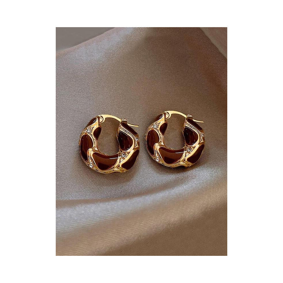(Brown, one size fits all) Vintage Elegant Hoop Earrings, Fashionable Jewelry for Women for Party, Daily Clothing Decor, Trendy All-match & Exquisite