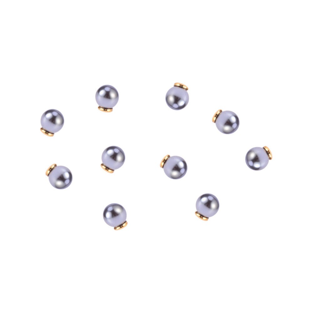 10pcs 7mm brass silver-plated black pearl ear studs anti-off kit