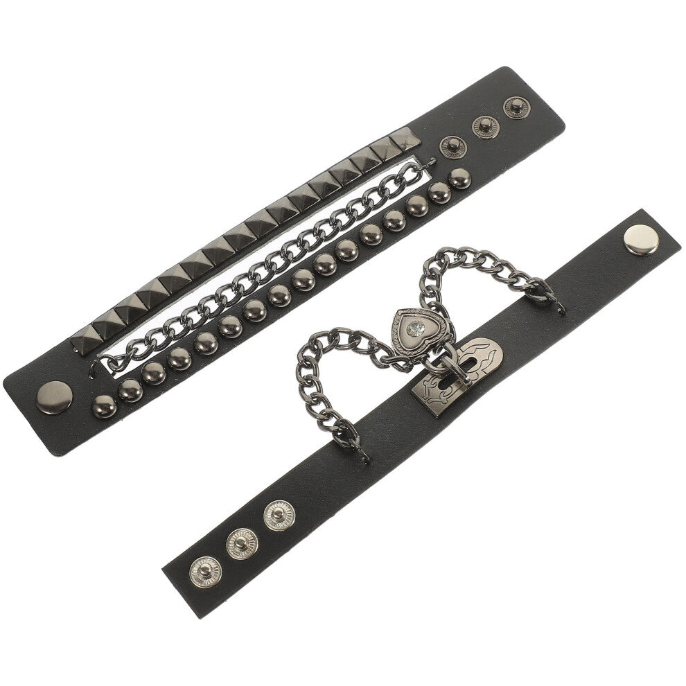 2pcs studded bracelets punk cuff accessories for women