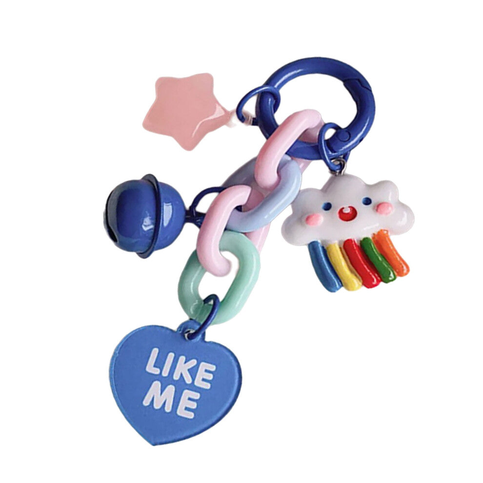 Colorful Resin Key Ring Moon Cloud Star Bell Heart Pendant-Blue