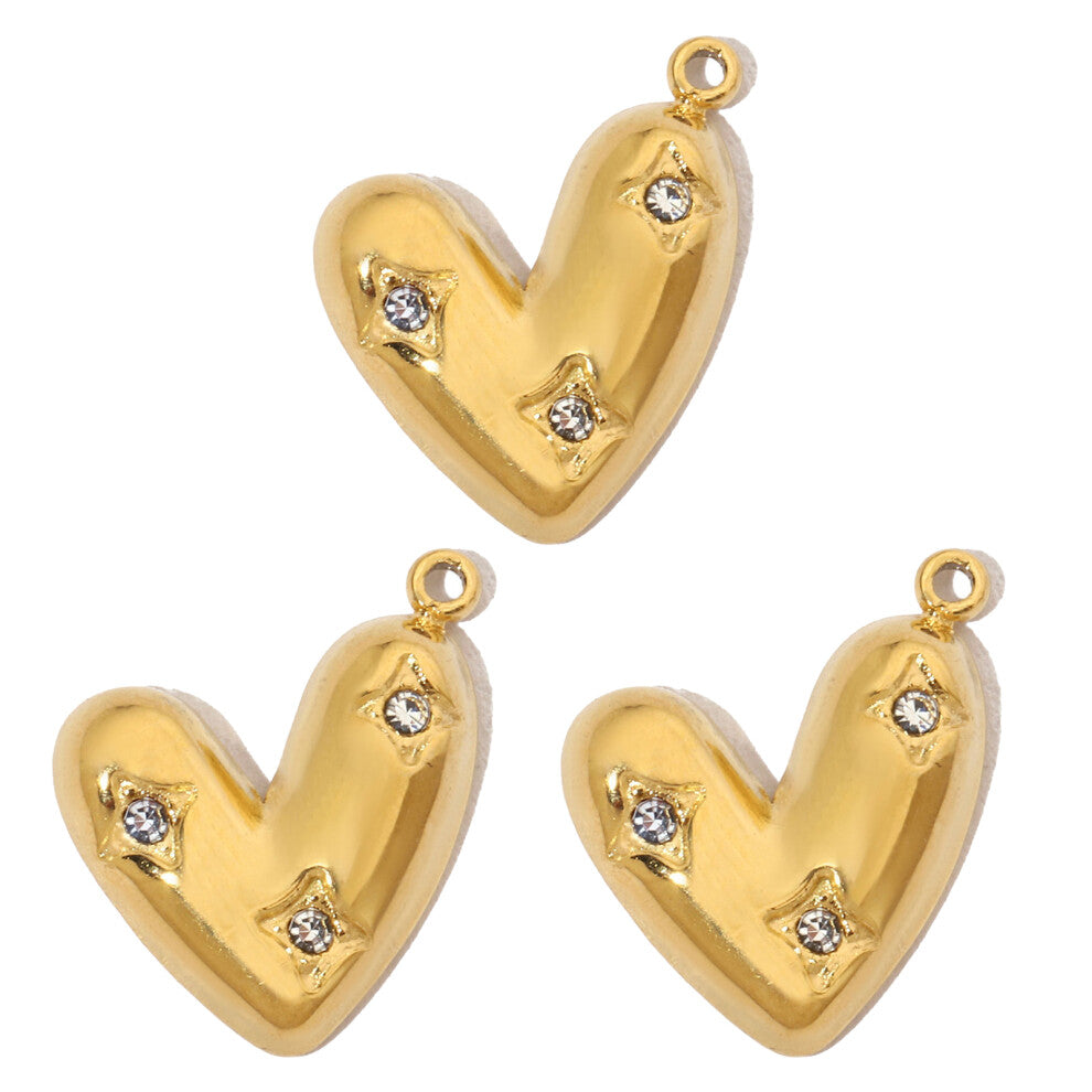 Pack of 3 Beautiful French Vintage Heart Pendants-YE565 1x3
