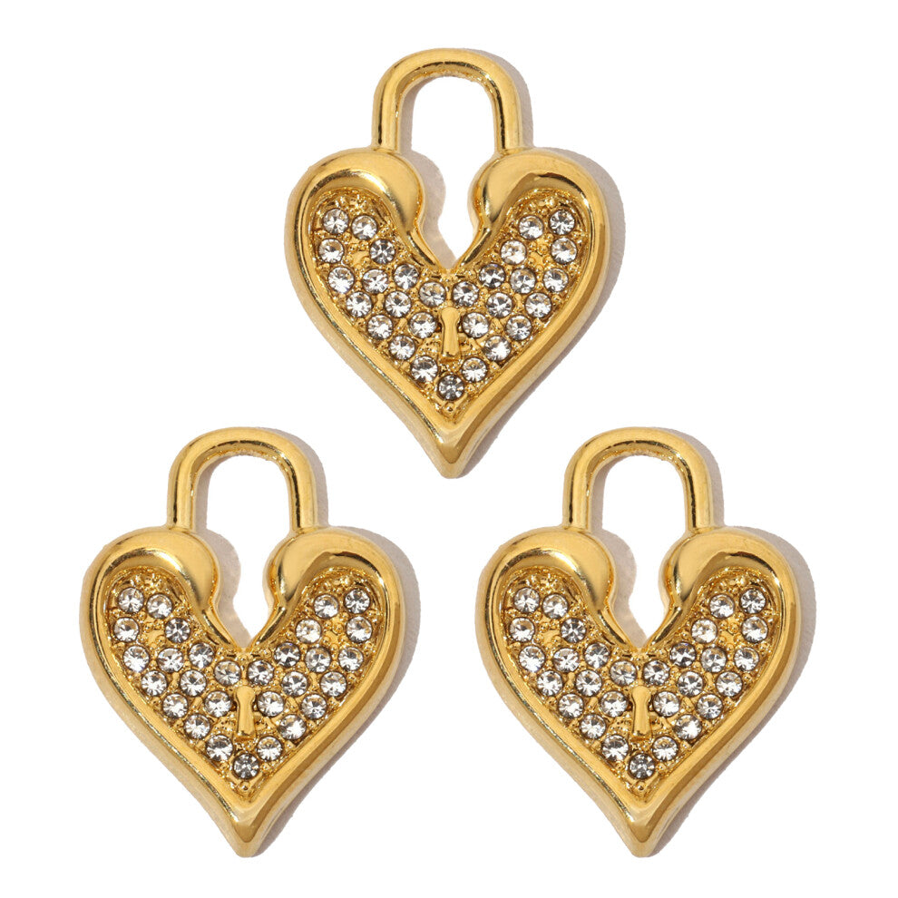 3Pieces Charming French Heart Pendants With Rhinestones-YE568x3