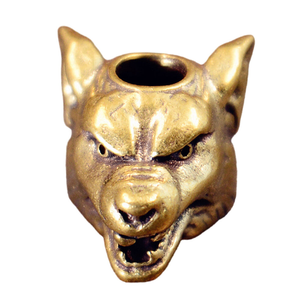 Brass Wolf Head Embellishment Paracord Pendant Charm-brass