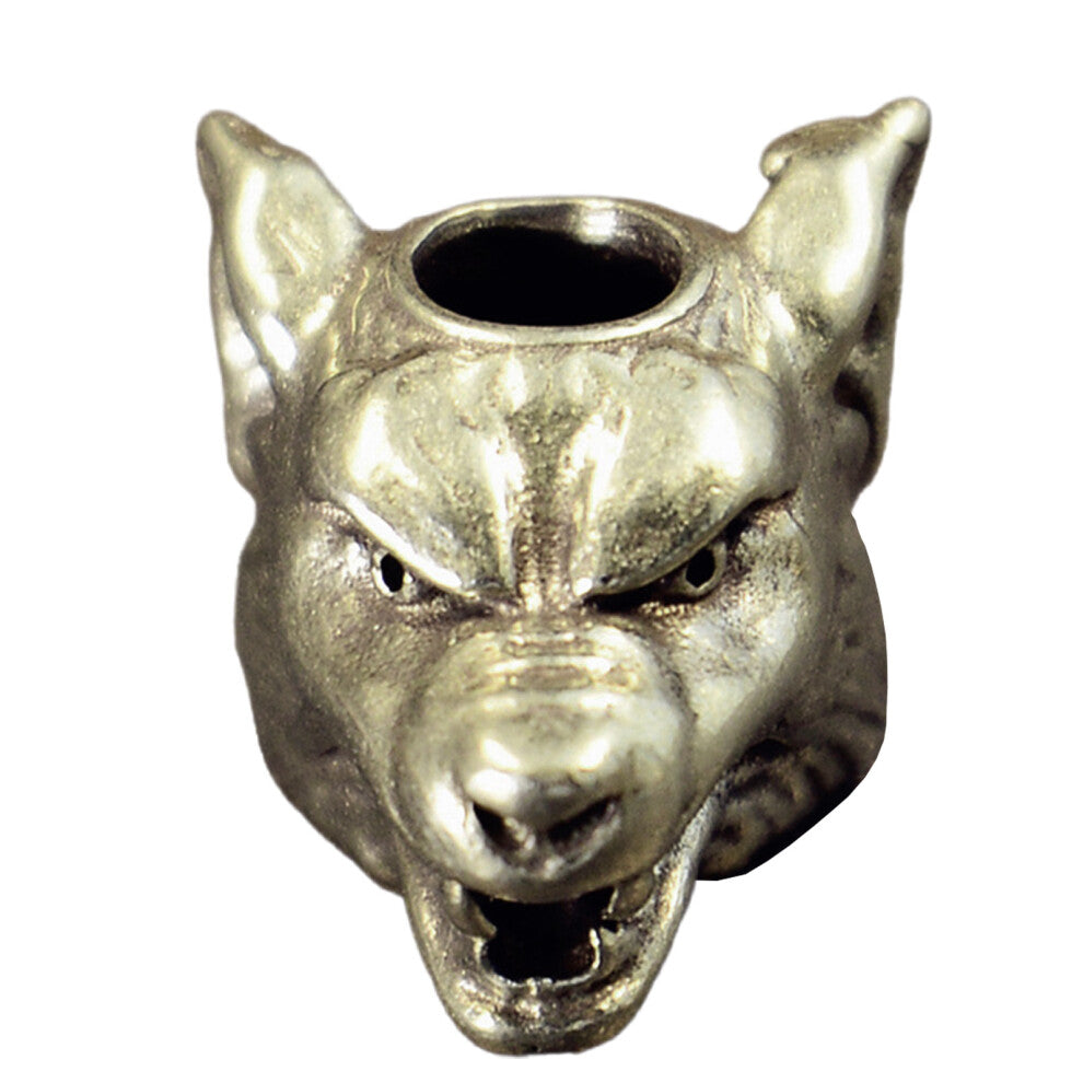 Brass Wolf Head Embellishment Paracord Pendant-white copper