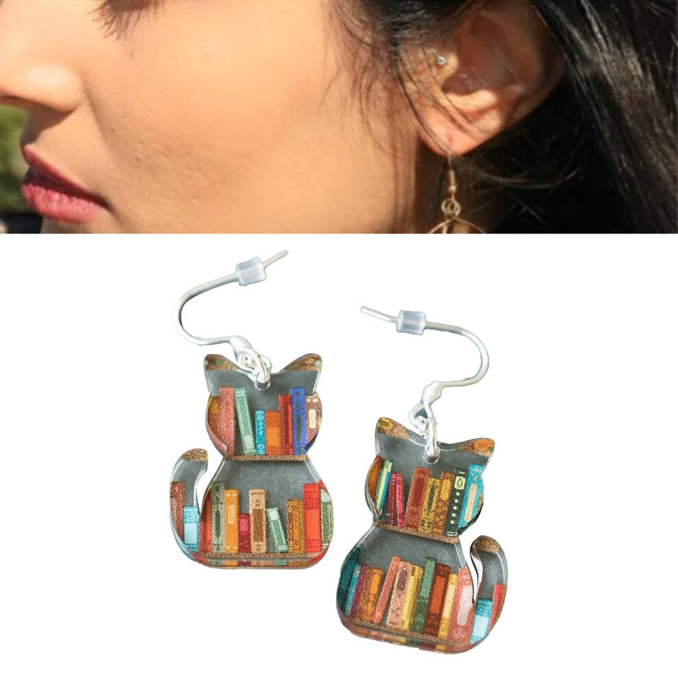 Women's Acrylic Dog Animal Earrings Bookshelf Style Drop Jewelry for Daily Wear
