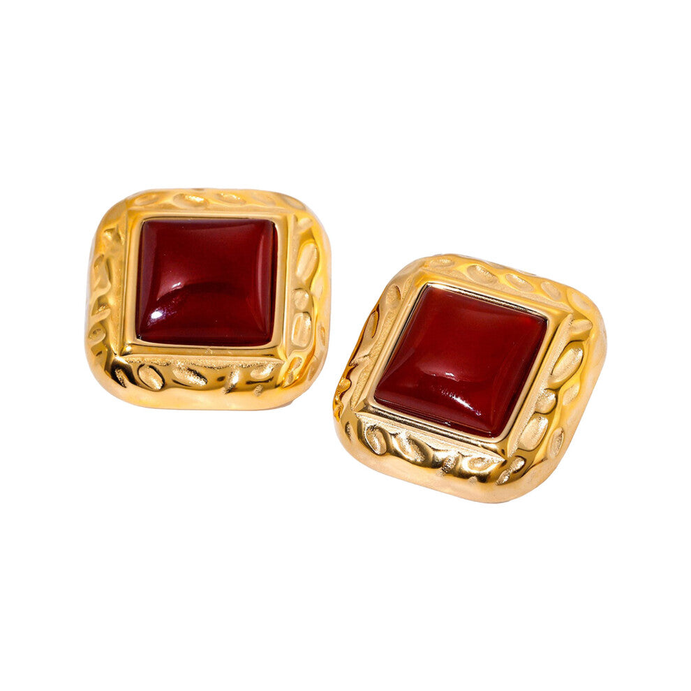 Fashionable Studs Earrings Geometric Ear Jewelry Small-Red