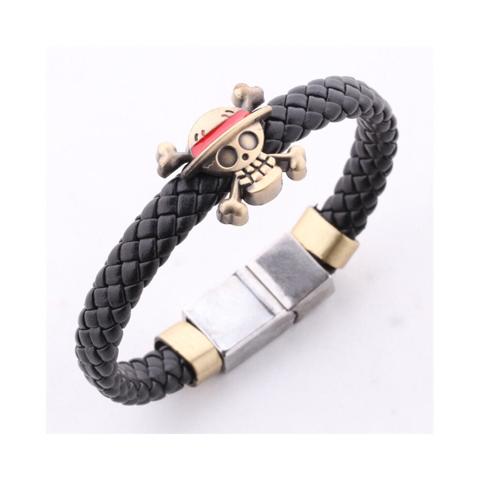 (Bracelet) New Cosplay Anime One Piece Luffys Straw Hat Necklacebracelet Metal Pendant