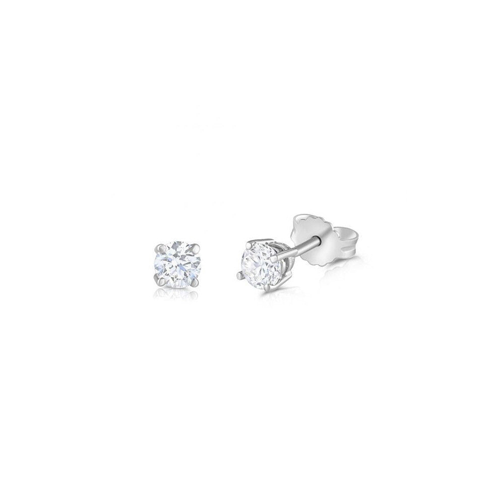 18ct White Gold 0.60ct Claw Set Diamond Stud Earrings Made in London Hallmarked