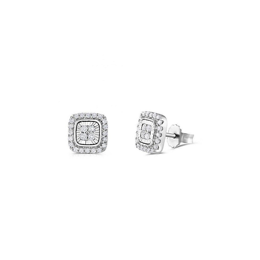 9ct Diamond Milled Bezel 0.33ctw Diamond Earrings Hallmarked - 8.4mm