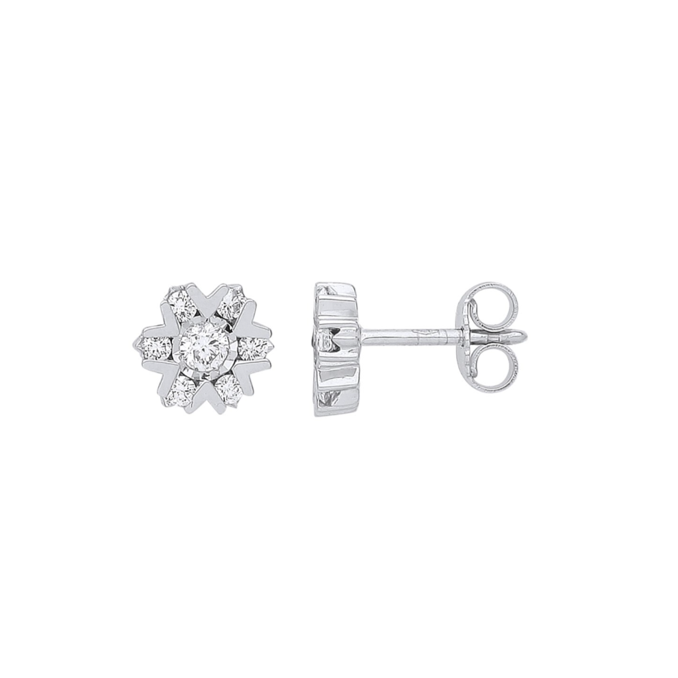 9ct White Gold 0.50ctw Diamond Earrings Hallmarked 8.7mm Diameter