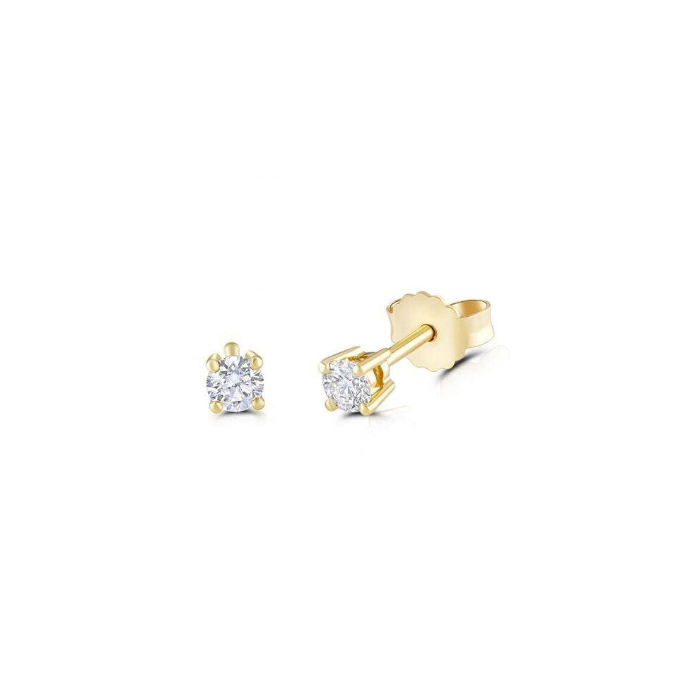 18ct Yellow Gold 0.25ct Claw Set Diamond Stud Earrings Made in London Hallmarked