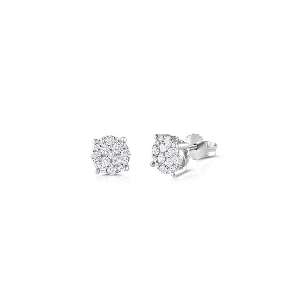 18ct White Gold 0.50ct Cluster Diamond Studs Hallmarked - 7mm