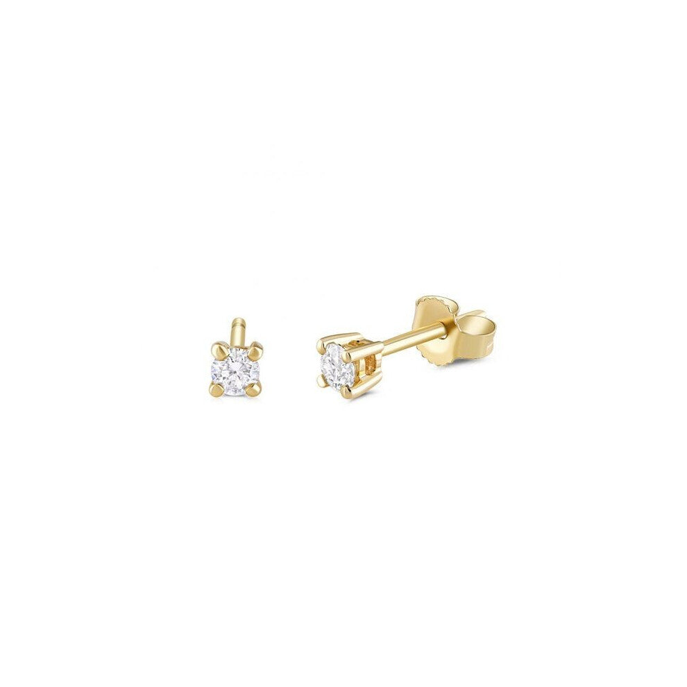 9ct Yellow Gold 0.15ct Claw Set Diamond Stud Earrings Made in London Hallmarked