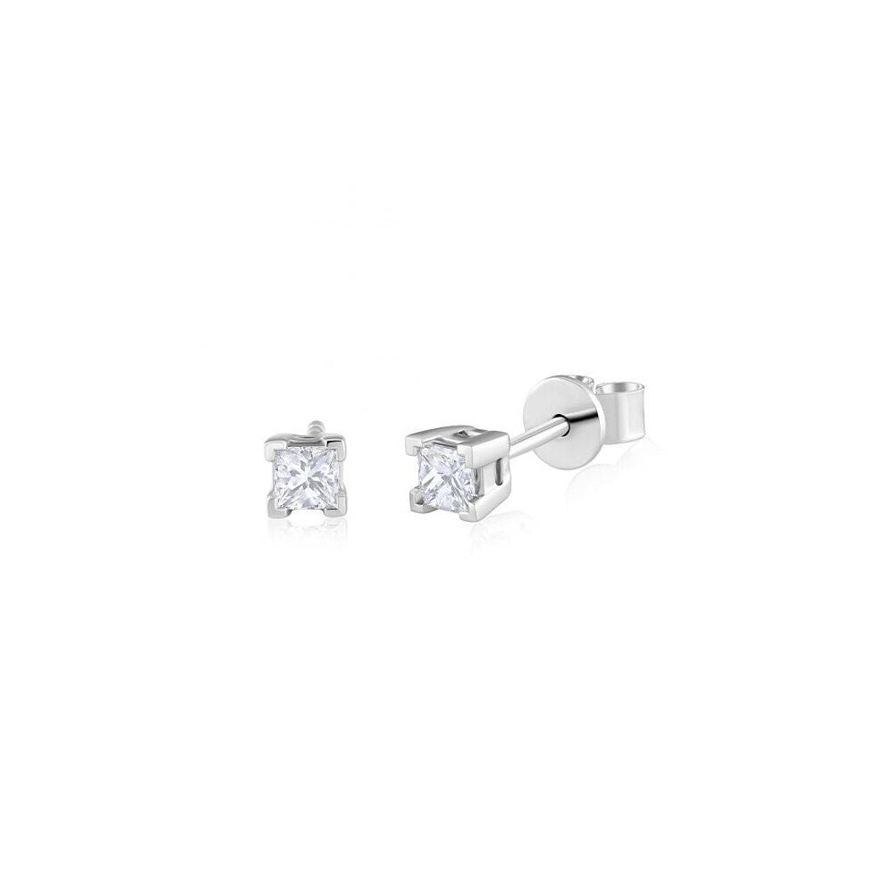 18ct White Gold 0.30ct Claw Set Princess Cut Diamond Stud Earrings