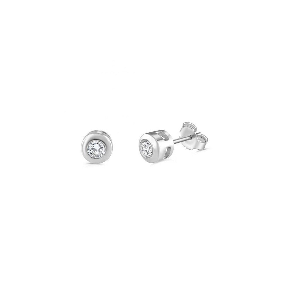9ct White Gold 0.30ct Rubover Set Diamond Stud Earrings Made in London - 5.4mm