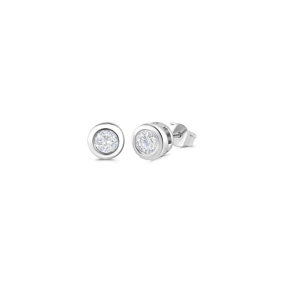 9ct White Gold 0.40ct Rubover Set Diamond Stud Earrings Made in London - 6mm
