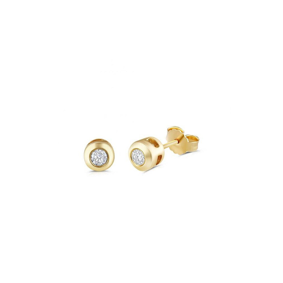 9ct Yellow Gold 0.20ct Rubover Set Diamond Stud Earrings Made in London - 5.2mm