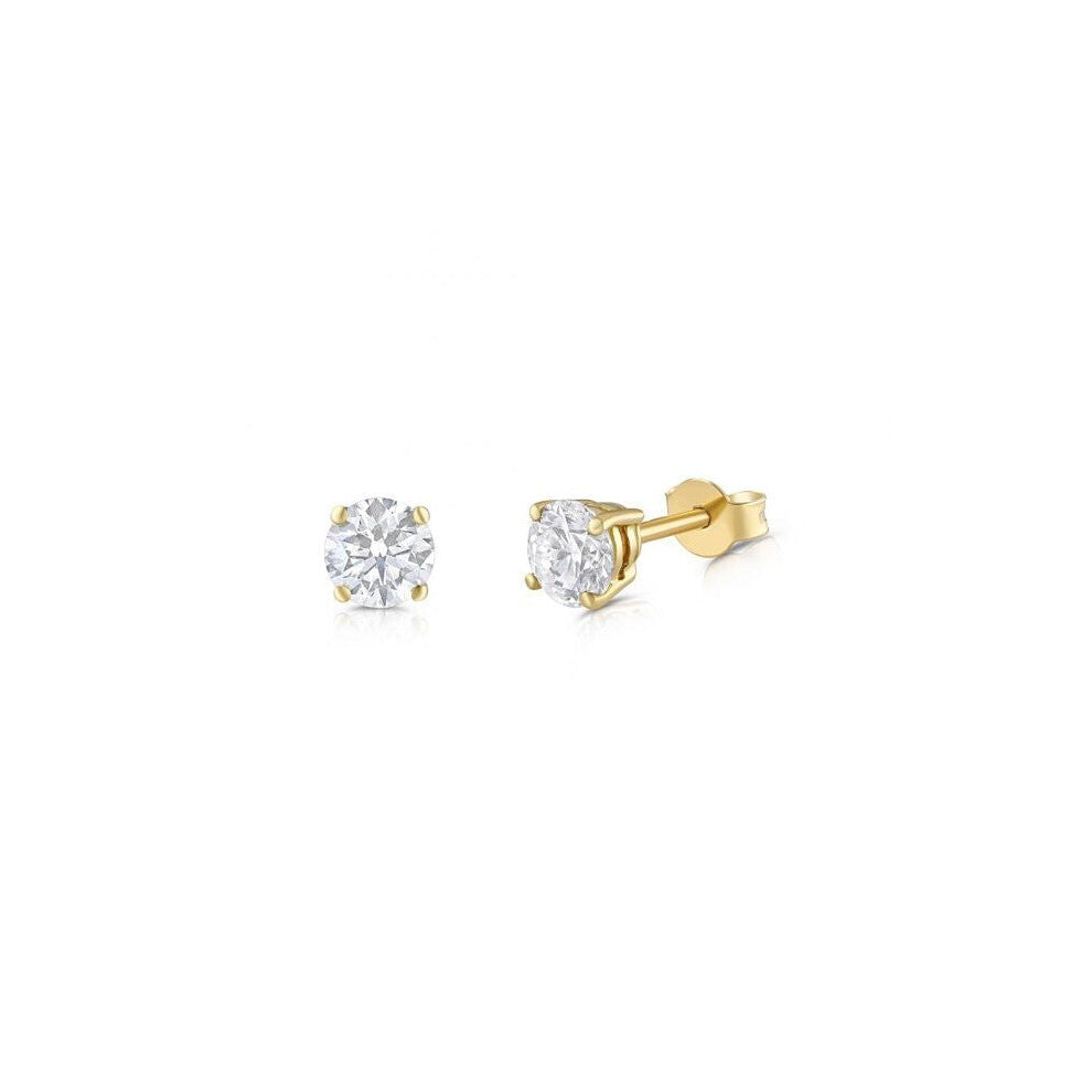 18ct Yellow Gold 0.50ct Claw Set Diamond Stud Earrings Made in London Hallmarked
