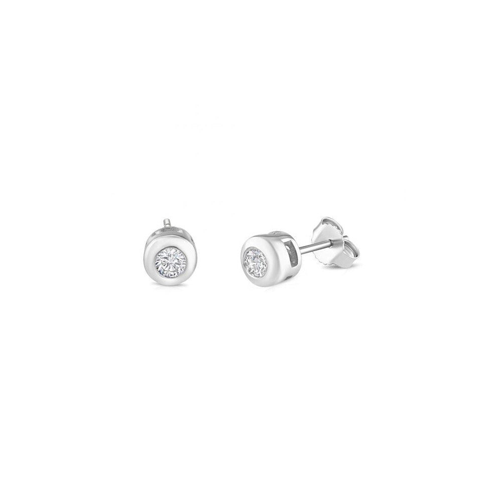 9ct White Gold 0.20ct Rubover Set Diamond Stud Earrings Made in London