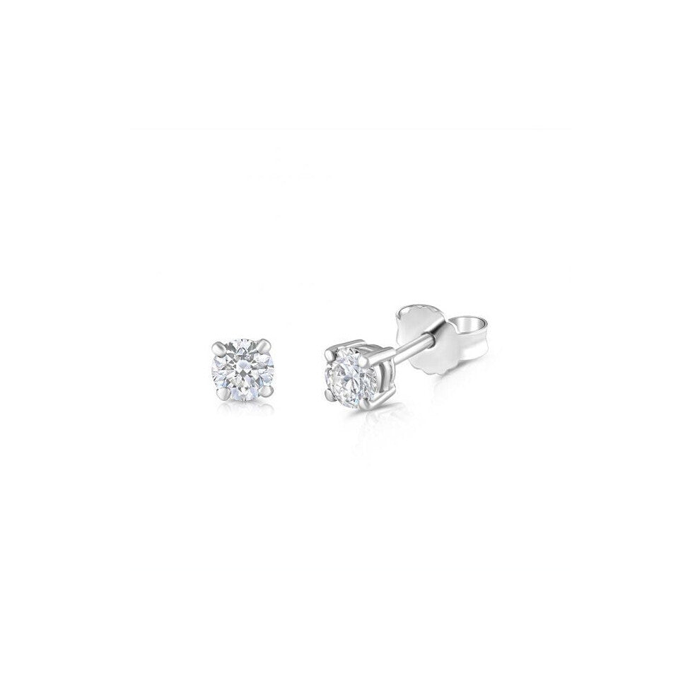 18ct White Gold 0.50ct Claw Set Diamond Stud Earrings Made in London Hallmarked