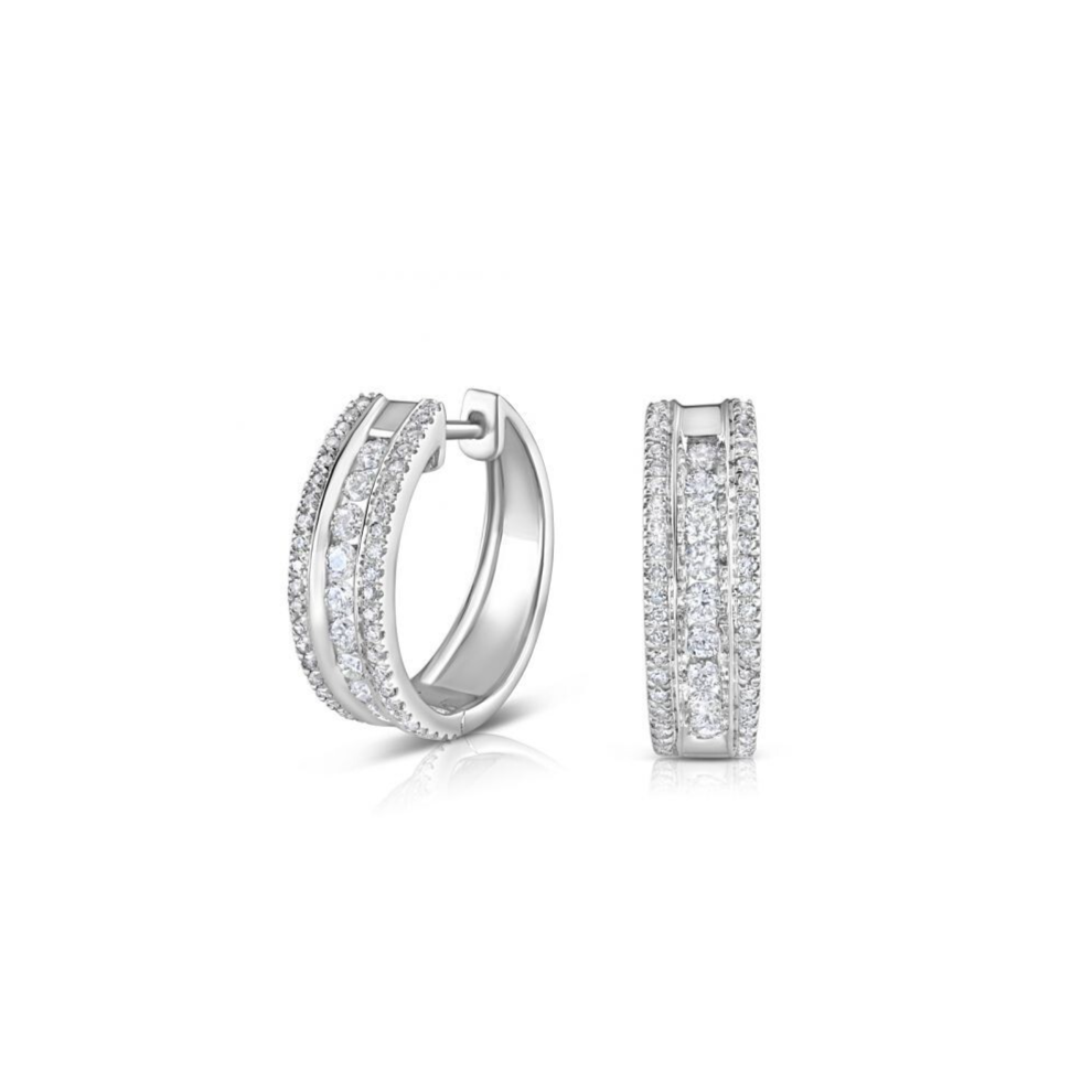 18ct White Gold 0.65ct Diamond Earrings 17.5mm Diameter