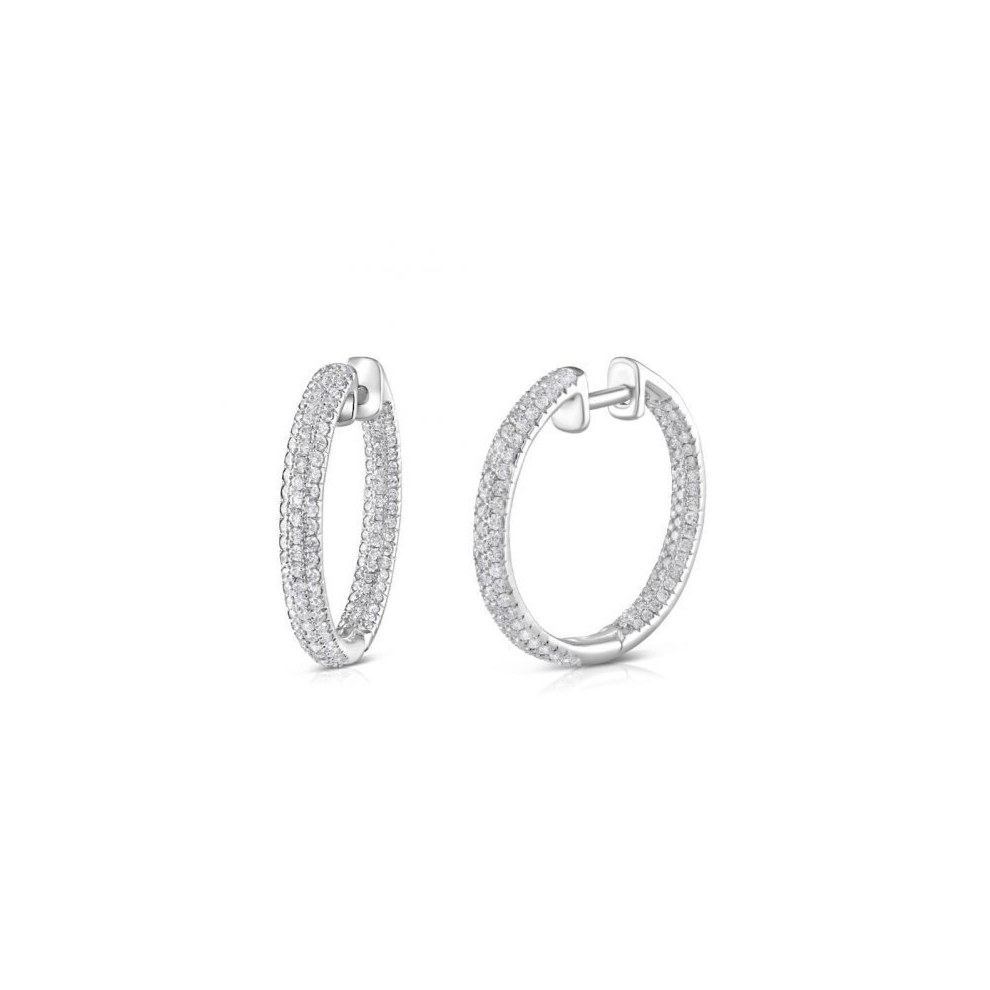 18ct White Gold 1.60ct Diamond Hoop Earrings 25mm Diameter