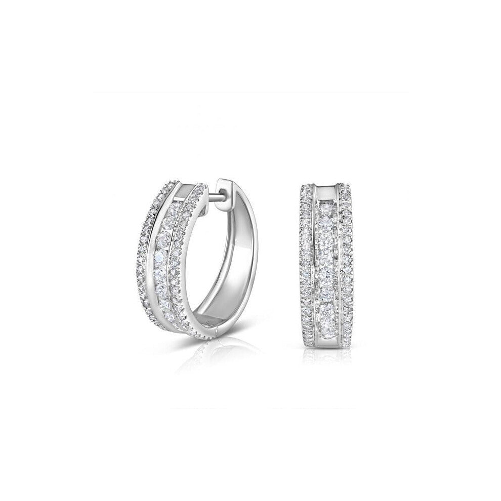 18ct White Gold 0.65ct Diamond Huggie Earrings - 17.5mm