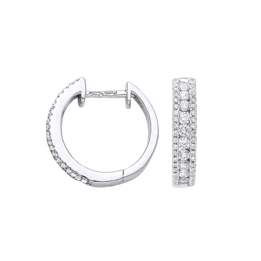 18ct White Gold 0.52ct Diamond Huggie Earrings