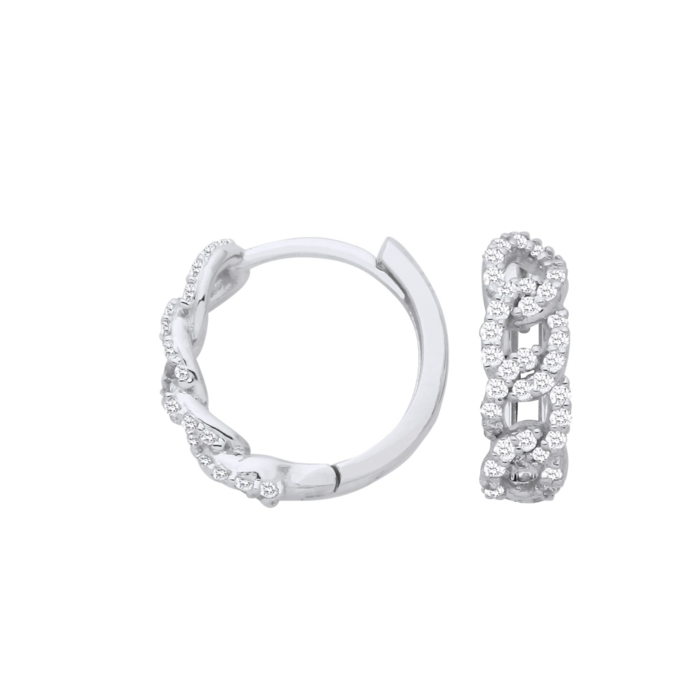 9ct White Gold Diamond 0.28ctw Huggie Earrings - 13mm