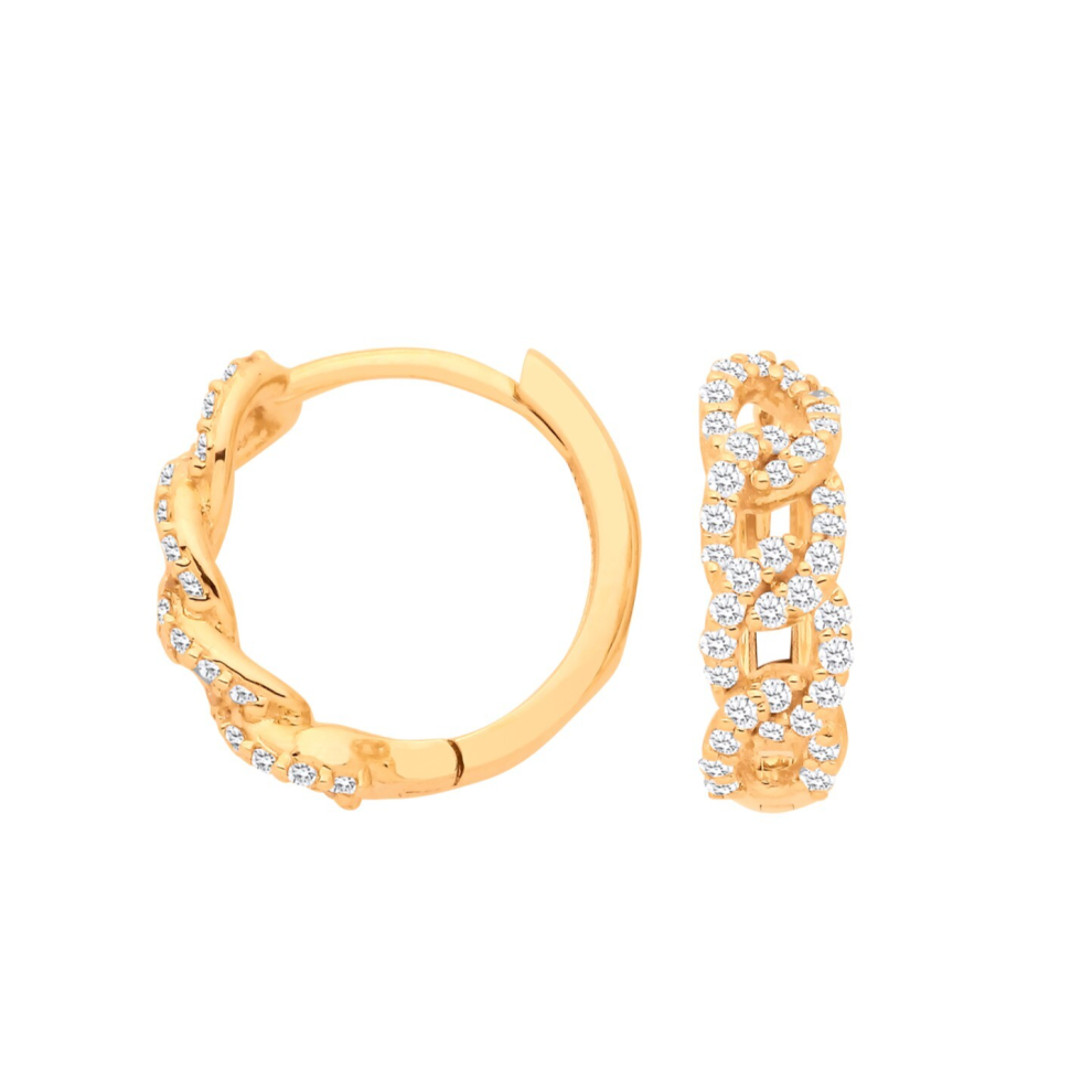 9ct Yellow Gold Diamond 0.28ctw Huggie Earrings - 13mm