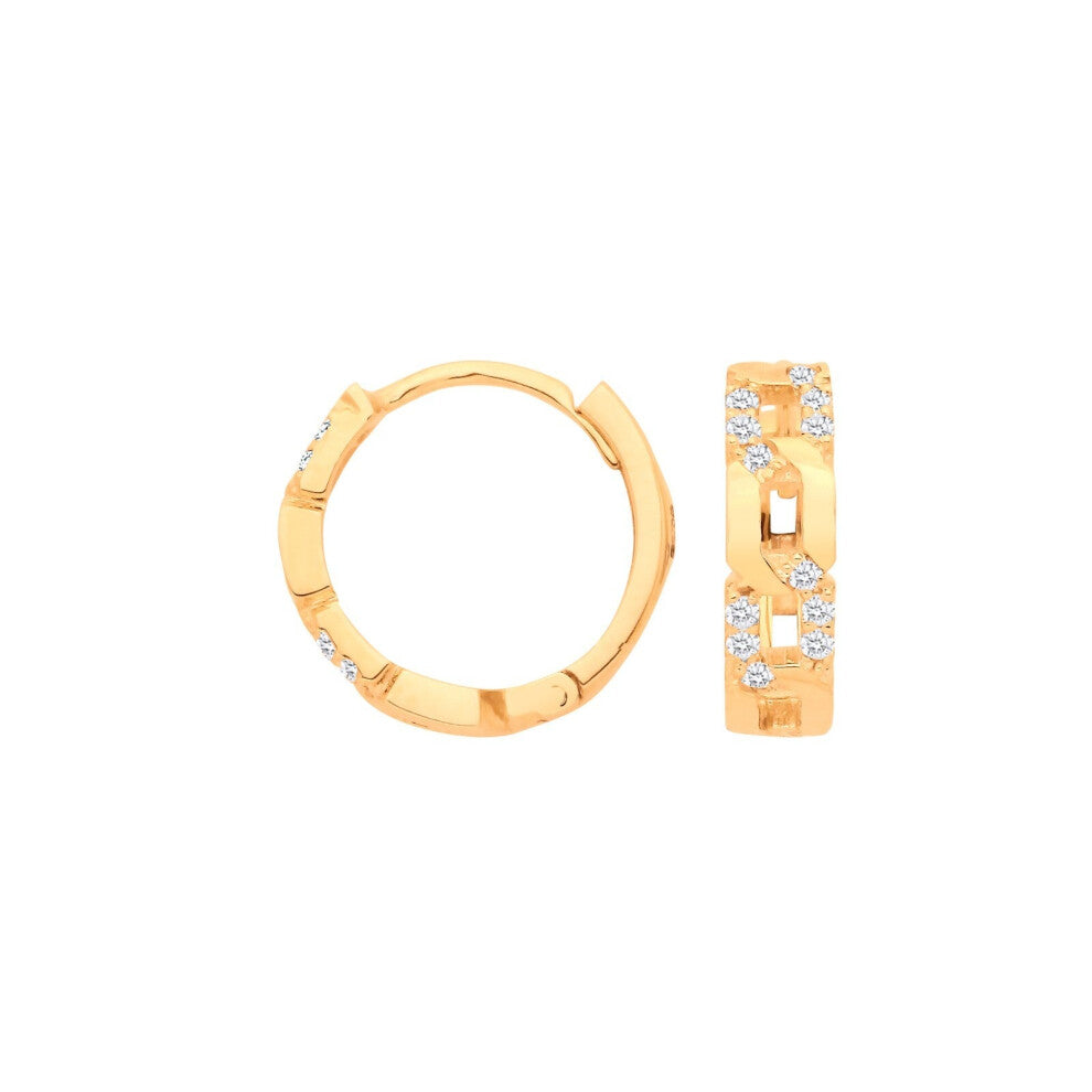 9ct Yellow Gold 0.12ctw Diamond Huggie Earrings - 12mm