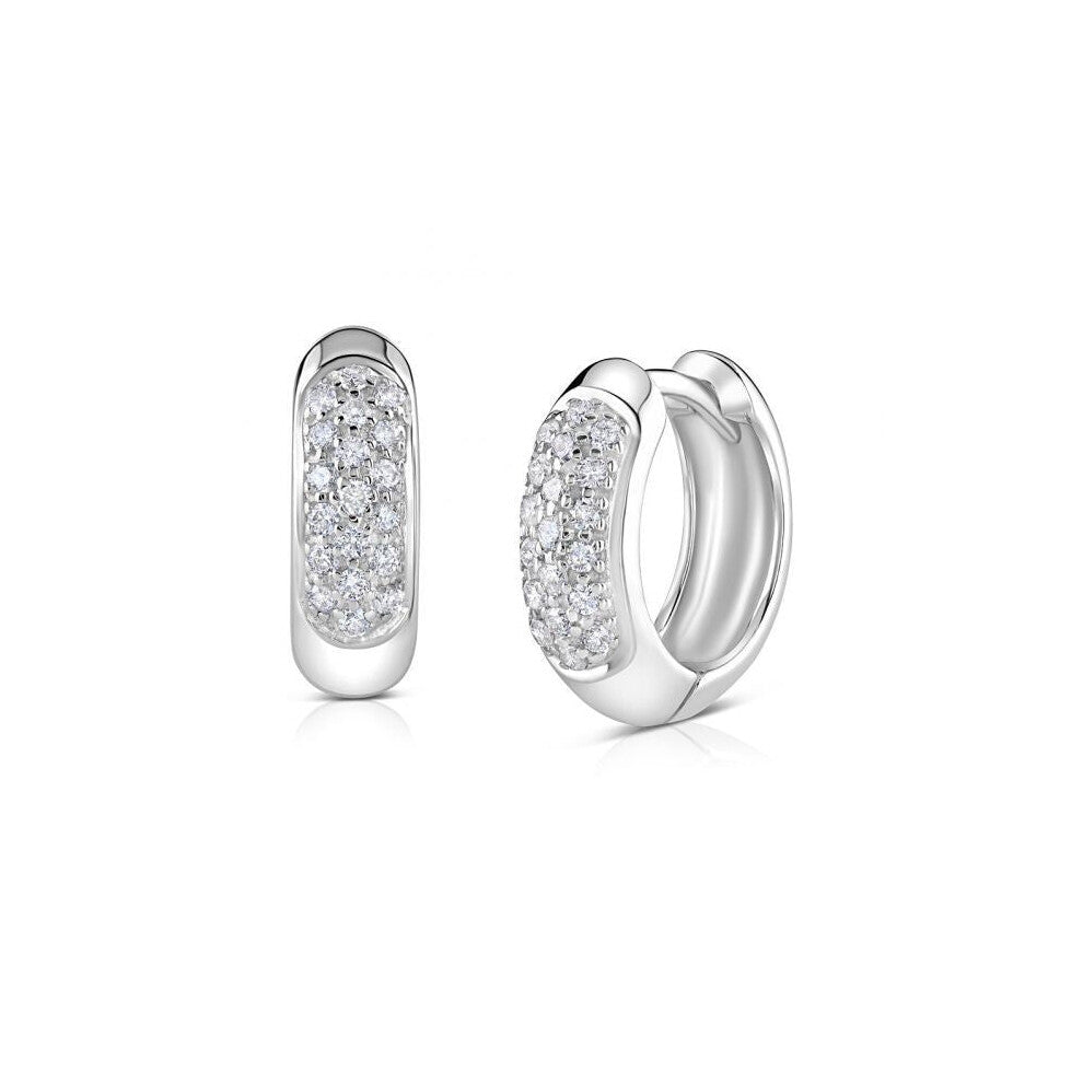9ct White Gold 0.50ct Diamond Huggie Hoop Earrings - 17mm