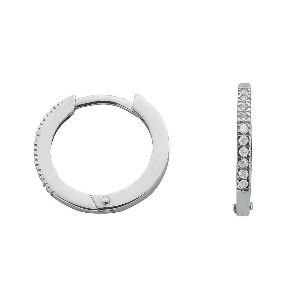 9ct White Gold 0.11ct Diamond Huggie Hoop Earrings