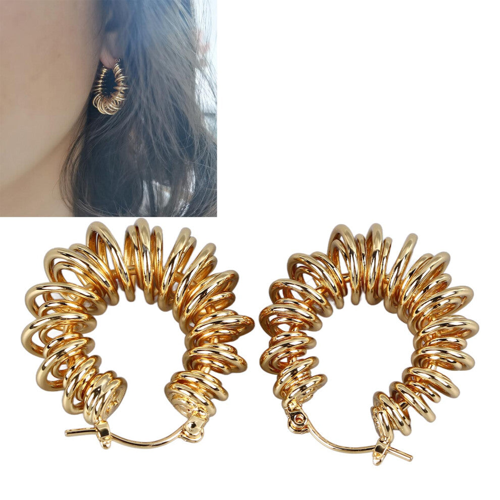Women Gold Copper Hoop Earrings Safe Rust-Proof Stylish Retro for Daily & Party