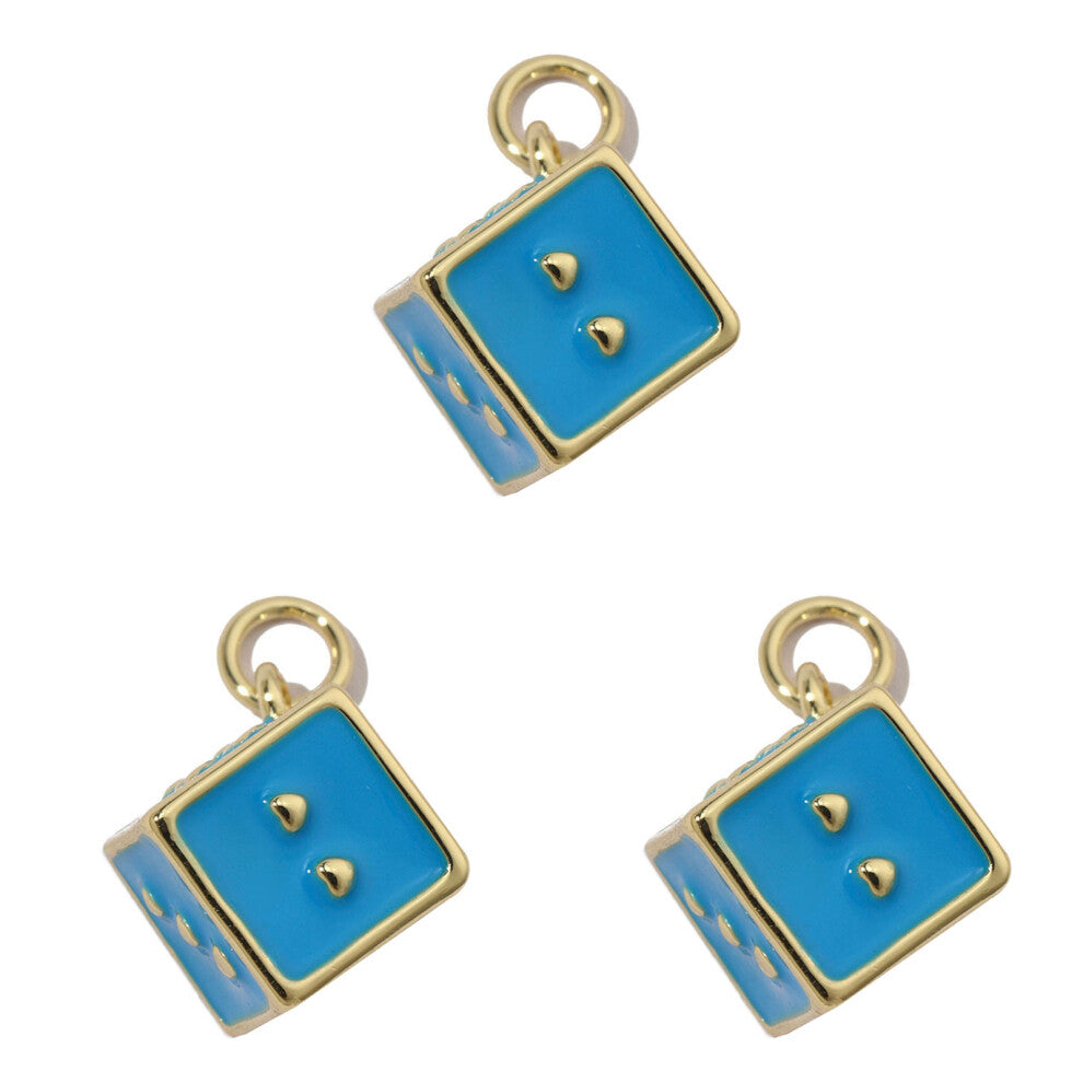 Pack of 3 Enamel Heart Charm 18k Gold Plated Pendant-33 3
