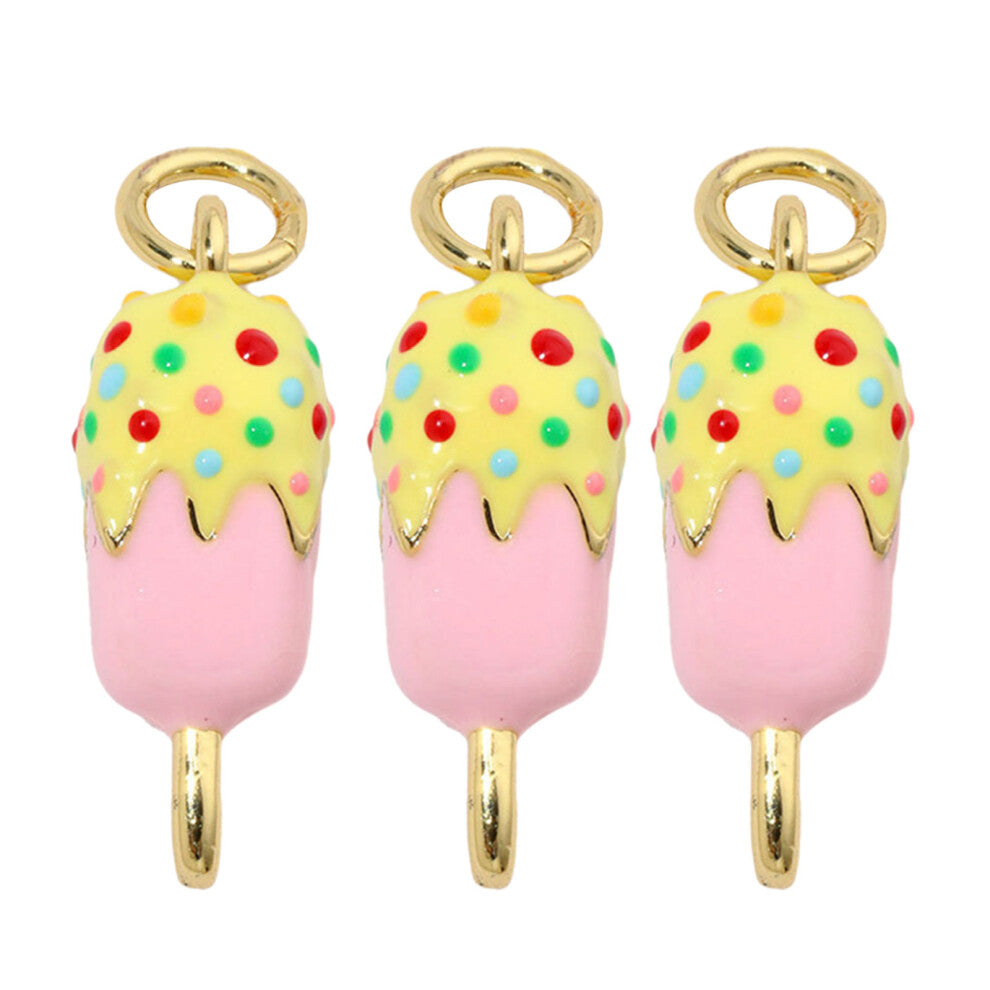 3pcs Sparkling Enamel Ice Cream Popsicles Charm Pendant for-594