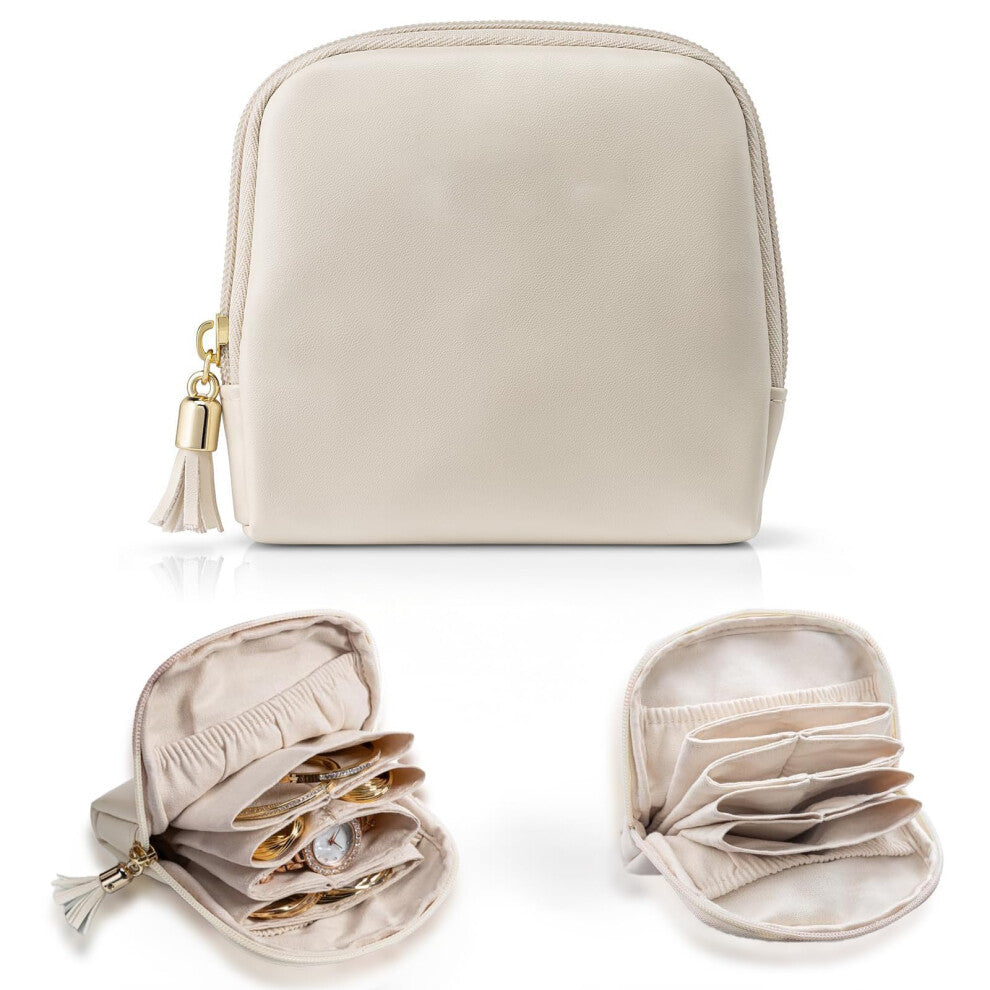 Travel Jewelry Case Organizer Velvet Zippered Pouch for Bracelets Rings Necklaces Earrings Travel Storage Bag