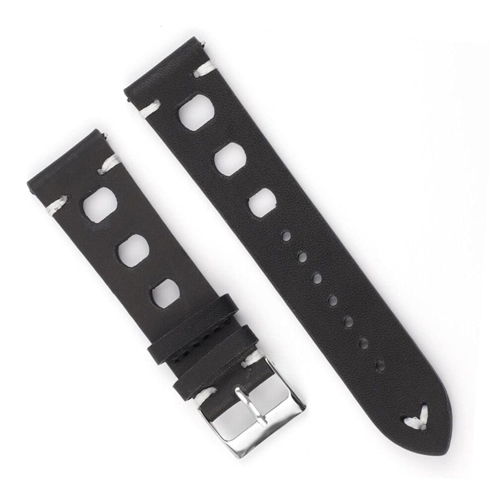 Vintage Porous Breathable Watch Strap 20mm Black Wristband For 20mm Lug Watches