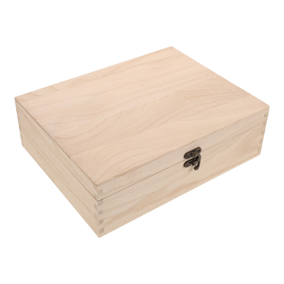 Unfinished Wooden Jewelry Box with Locking Clasp for Rings Earrings