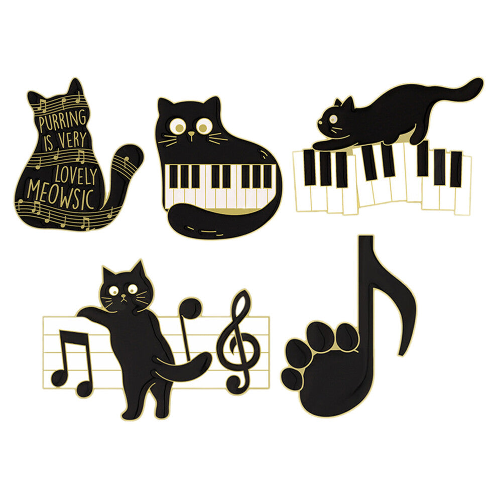 5pcs Cat Music Pin Enamel Brooch for Backpacks Clothing