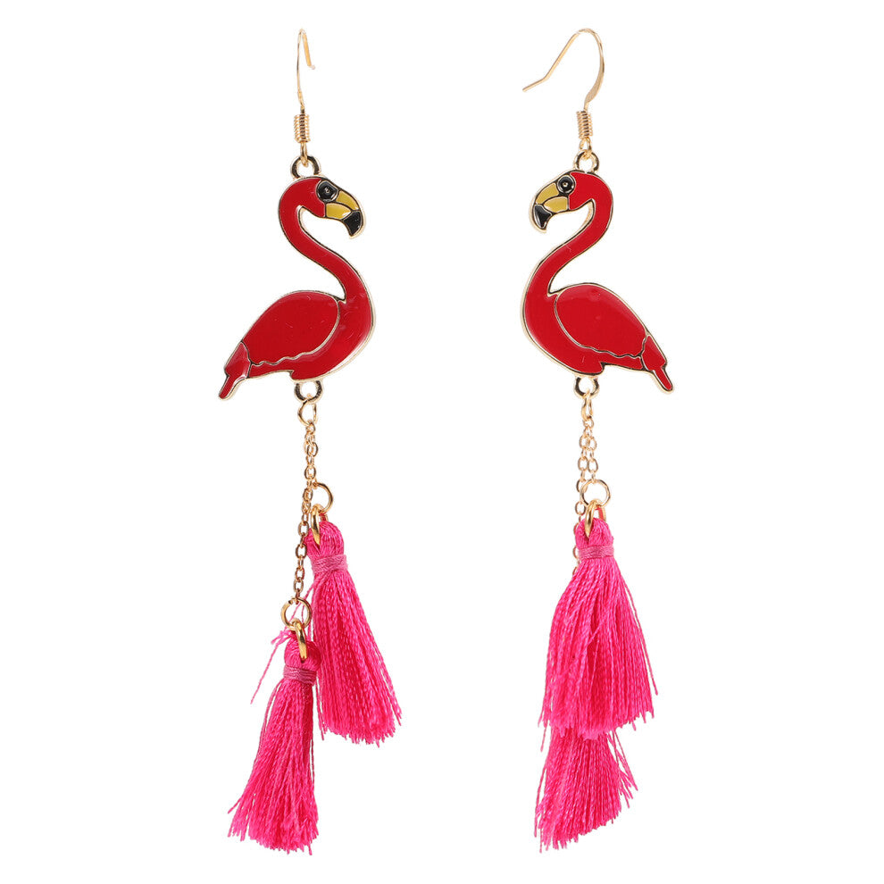 1 Pair Flamingo Drop Earrings Tassel Ear Jewelry