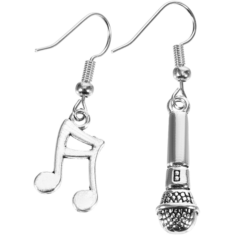 1 Pair Music Note Microphone Asymmetrical Dangle Earrings for Women
