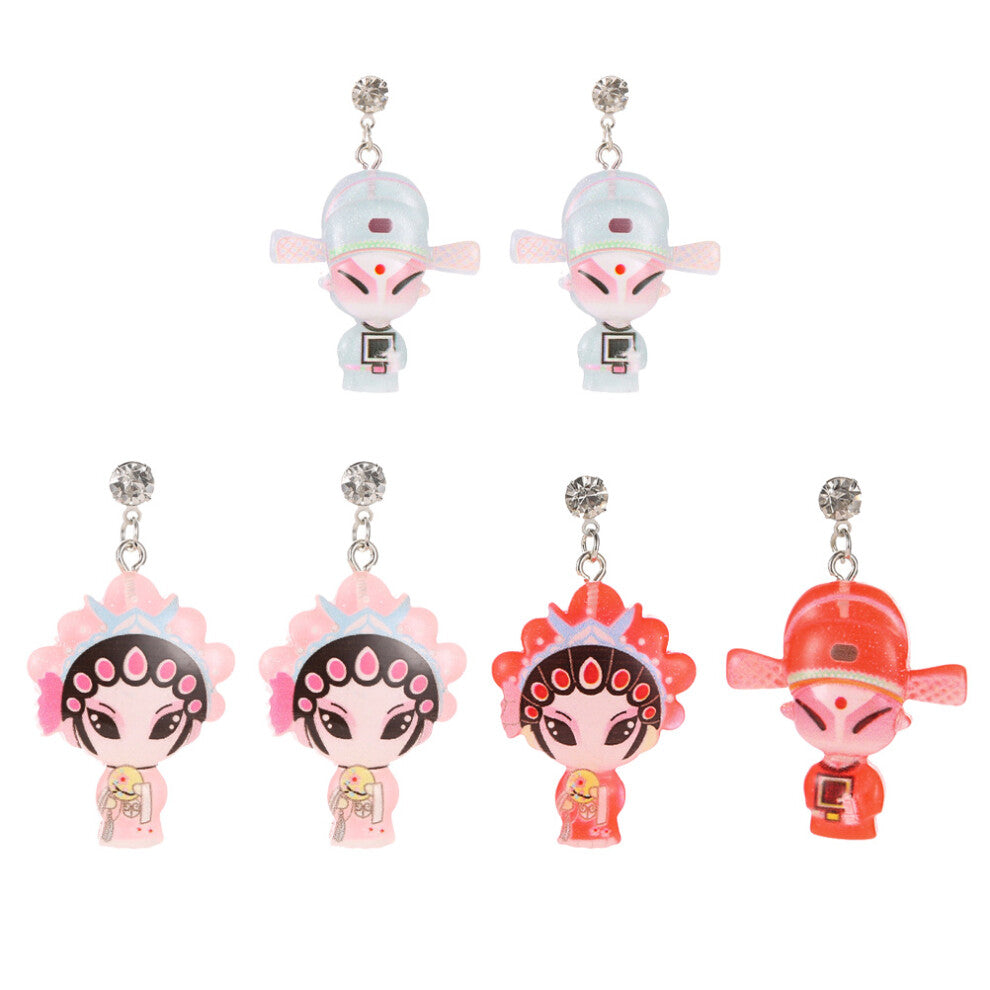 3 Pairs Chinese Style Cartoon Opera Earrings Jewelry