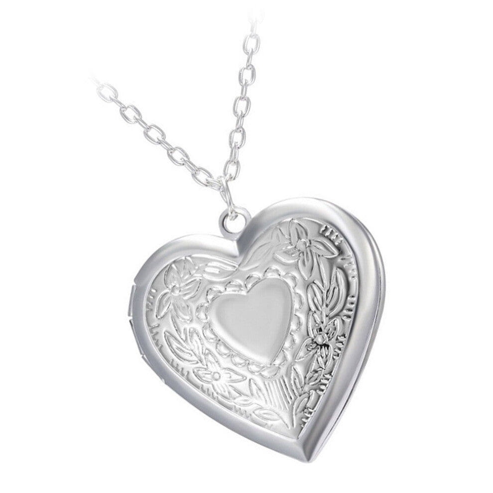Heart Shape Alloy Pendant Photo Frame Necklace Jewelry Gift