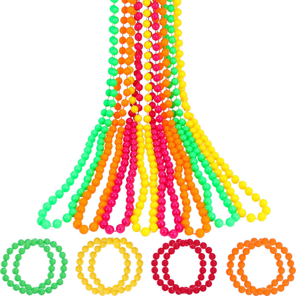 16 Pcs Neon Beads Necklaces Bracelets Party Accessories